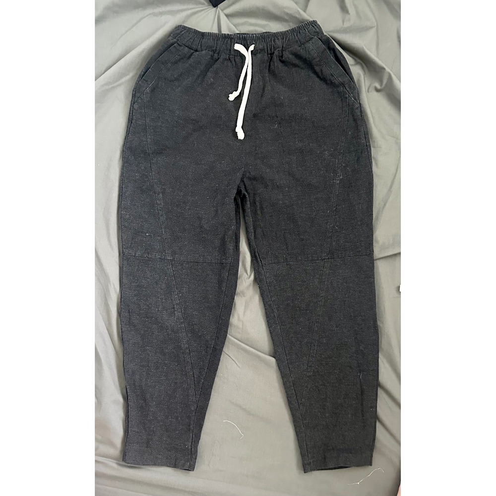 Charcoal‎ Grey Knit Tapered drop crotch Jogger Pant Small Drawstring Waist small